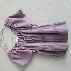 Hippie Rose Purple Boho Peasant Tierd Top XS